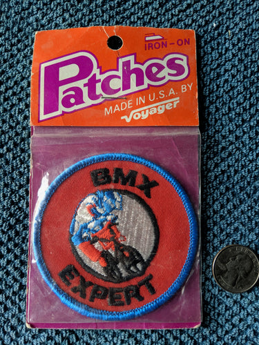 BMX Expert embroidered iron-on patch vintage NOS